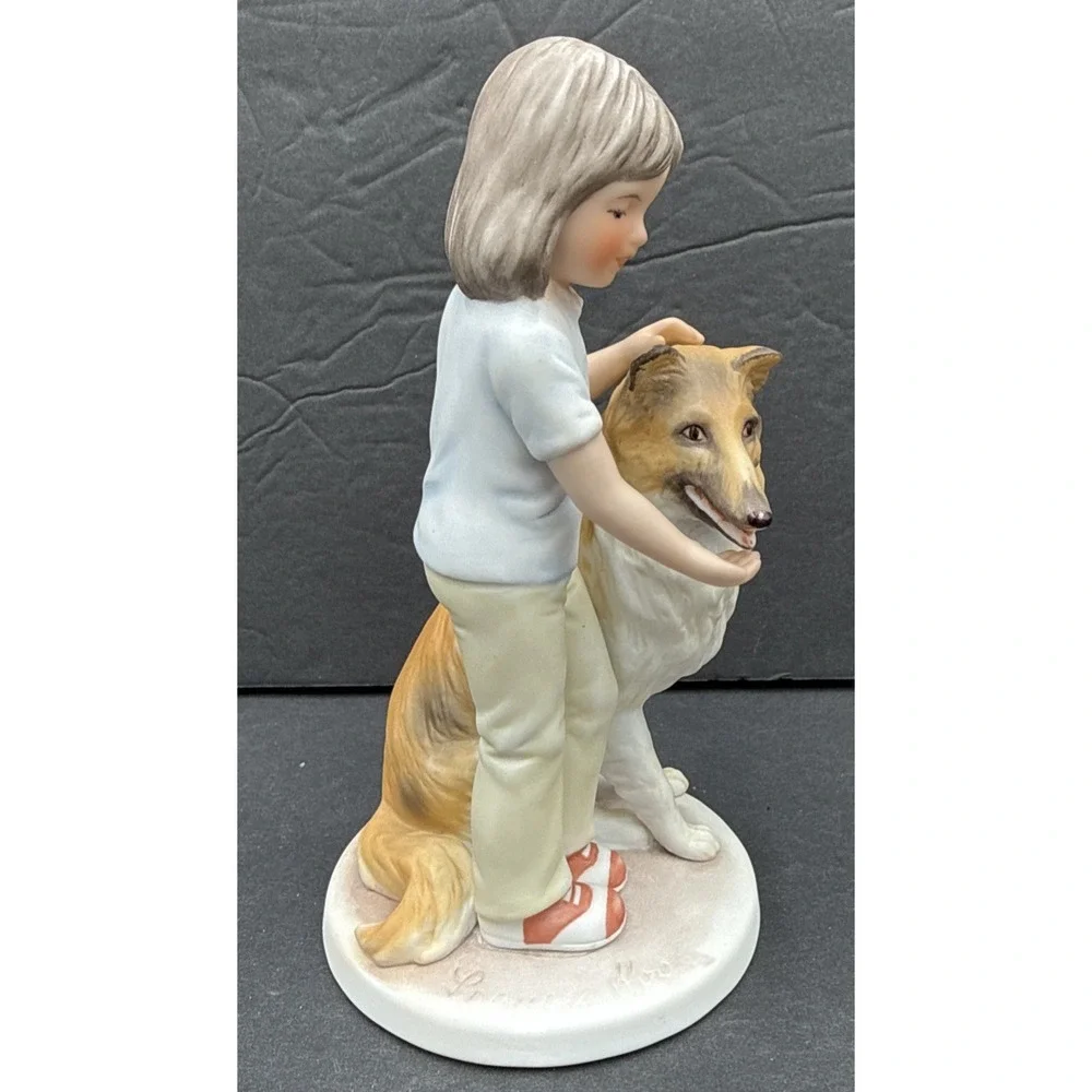Vintage 1984 France's Hook Good Doggie Figurine Ceramic Dog Numbered Signed